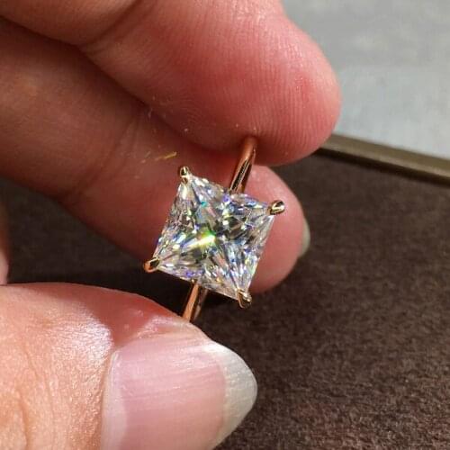 Female Luxury Crystal Engagement Ring Princess Cut White Zircon Square Stone Ring Charm Gold Color Wedding Party Rings For Women