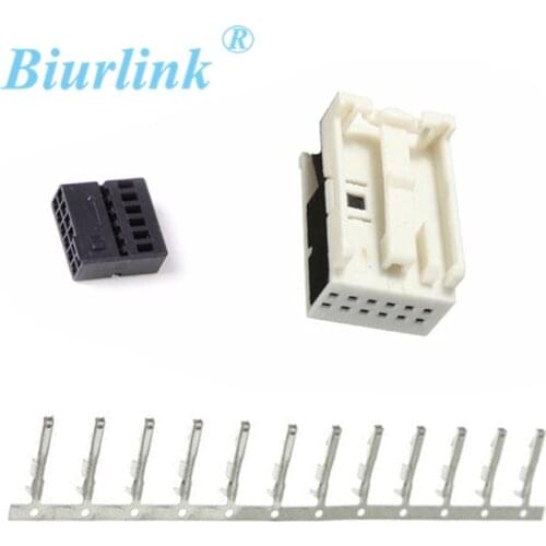 Biurlink 10Sets Car Radio Contacts Aux Harness Pins Adapter White 12-Pin Connector for Ford BMW VW Peugeot Opel