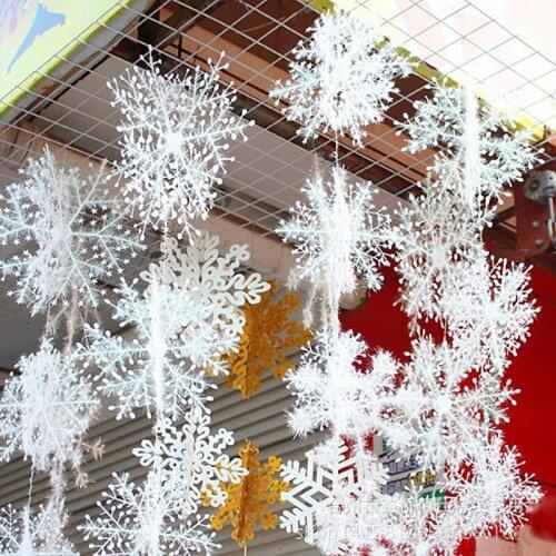 30pcs 11cm Christmas Snowflakes Xmas Classic Charming White Snowflake Party Holiday Christmas Ornaments Home Decor