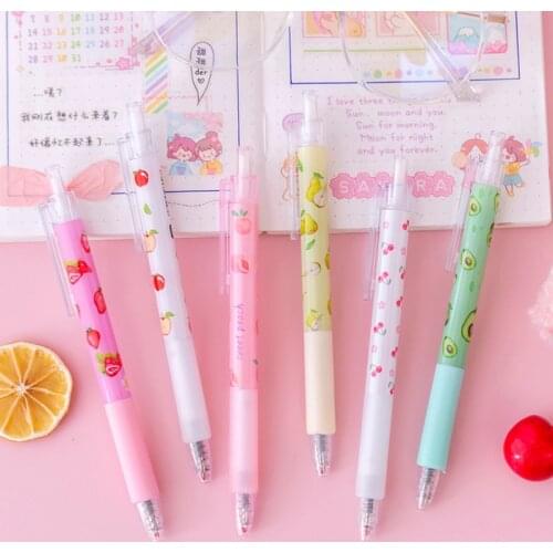 36pcs Kawaii Fruit Pens for School Supplies Cute Large Capacity Pen Stationery Office Accessories Korean Office Supplies Decor