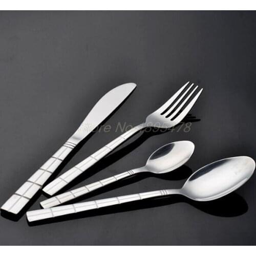 4Pcs/set Stainless Steel Flat ware Sets Plated Cutlery Dinner Set Tableware Silverware Dinner 20set