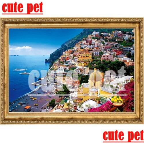 5D Needlework Painting Amalfi Coast Cross Stitch painting DIY Diamond Painting Kits Home Decor Diamond Embroidery 100% Resin
