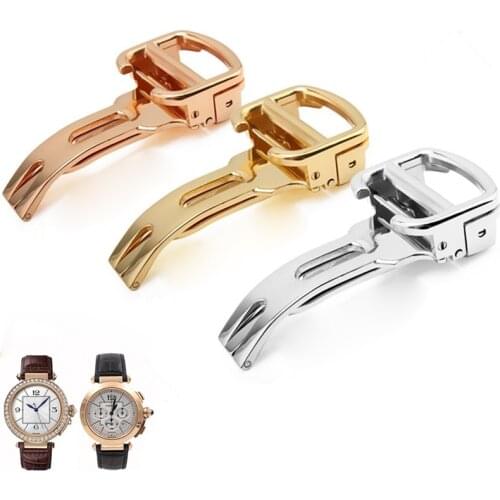 Watch accessories stainless steel buckle for Cartier folding buckle 12 14 16 18 20mm waterproof butterfly buckle strap