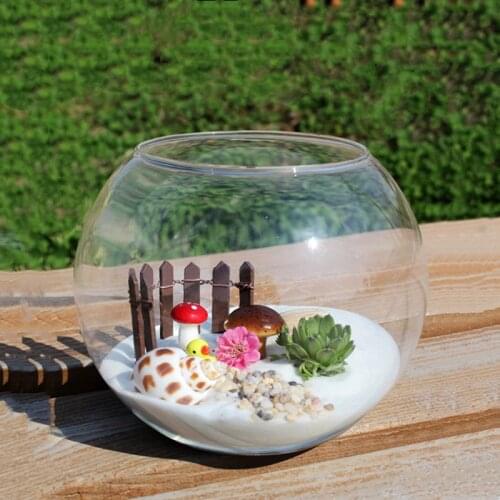 Free Shipping 4pcs/pack Diameter=8cm Small Size Top Open Glass Terrarium Vase Home Decoration Table Stand Aquarium Fishbowl