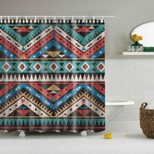 Decorative Geometric Stripe Wave Geometry Bathroom Shower Curtains Frabic Waterproof Polyester Bath Curtains 180x180cm