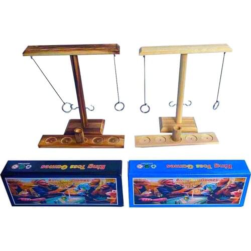 Handmade Wooden Ring Toss Game Throwing Hook And Loop 2 People Interactive Play For Bars Home Party Puzzle Games Toy