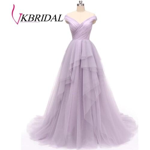 VKbridal Long Prom Dresses 2019 Sexy Off the Shoulder Grey Violet Formal Evening Gown Vestido Longo de Formatura Robe de Soiree