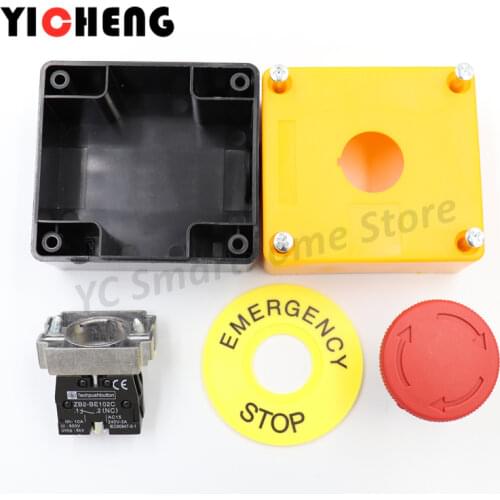 E-stop Push button emergency stop switch button box one normally open and one normally closed