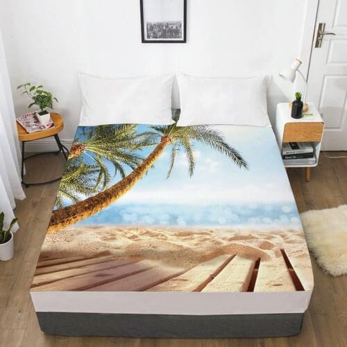 Elastic fitted sheet bed sheet With An Elastic Band 160x200/180/200/150x200 Mattress Cover Bed cover 1pc sandy beach