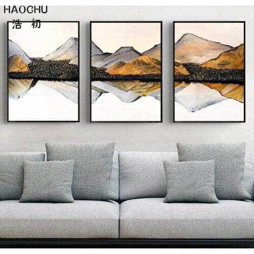 HAOCHU New Chinese Style Decorative Painting Abstract Landscape Living Room Background Wall Murals Bedroom Modern Home Decor