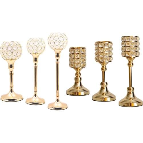 Crystal Candle Stand Metal Candlestick Tealight Candle Holder Home Bedroom