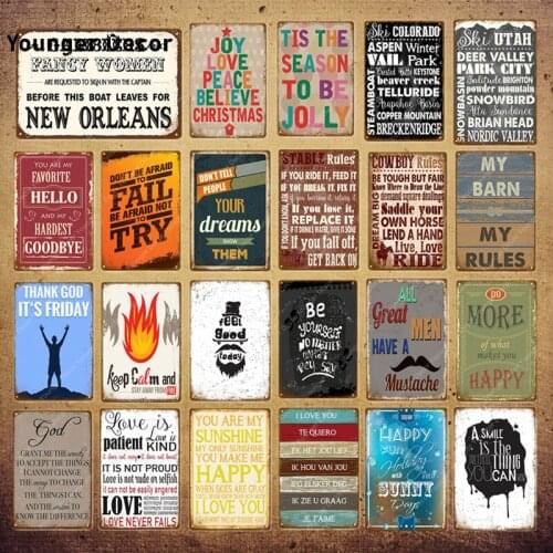 Joy Love Peace Happy Metal Tin Signs Short Romantic Poetry Vintage Wall Poster For Bar Home Cafe School Room Decoration YI-096