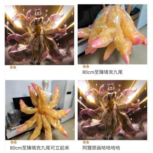 LOL Ahri Cosplay Tails KDA Idol Singer New Skin KDA Shiny Nine-Tailed Fox Ahri Cosplay Costumes Anime Props Without Batteries