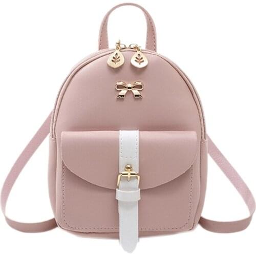 Mini Backpack Small Diagonal Bag Leather Backpack Cute Bow Backpack Ladies Wallet