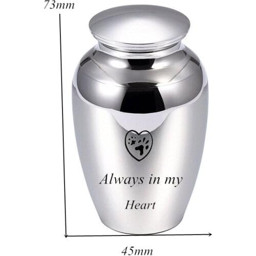 IJU026 Your Paw Print Always in my Heart Cremation Mini Urn for Dog Cat Funeral Cremated Ashes-Custom Engrave Pet Keepsake Urns