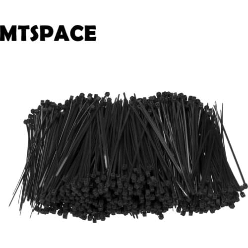 MTSPACE 1000pcs/Set 100mm X 3mm Self-Locking Black Nylon Wire Cable Zip Ties Fasten Wrap ROHS Certificated Network Cable Marker