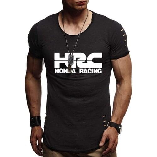 Mens short sleeve HRC race motorcycle Car Logo Summer Fashion high quality Crew neck Cotton Short sleeve Men casual T-Shirt