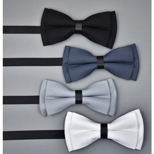 Mens Solid Solid Neckline Tie Plain Bow Neckline Double Flat Head Monochrome Cotton Necktie Fake Collar Butterfly Shirt Bow Tie