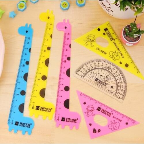 80pcs Cute Giraffe Set of Drafting Rules Straight 6" Rulers for School Study Supplies Kawaii Accessories Scale Kids Stationery