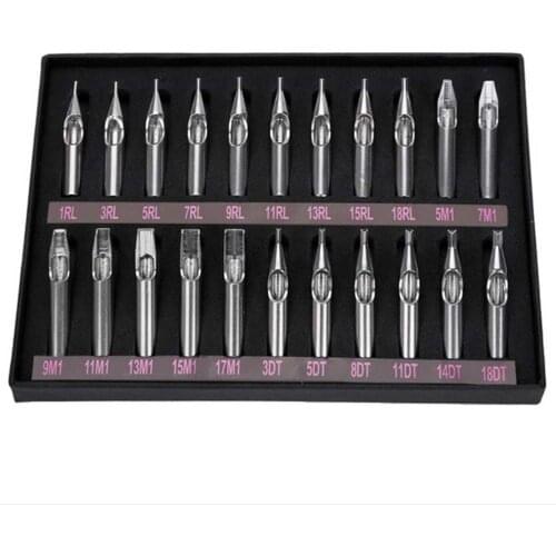 22 Pcs Tattoo Tips Set Stainless Steel Nozzle Tube Needles Tattoo Machine Reusable Kit Hot Sale
