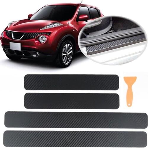 4pcs/lot Car Door Sill Scuff Carbon Fiber Stickers Anti Scratch Pedal Protect Accessories Universal Car Stickers Carbon Fibre 40