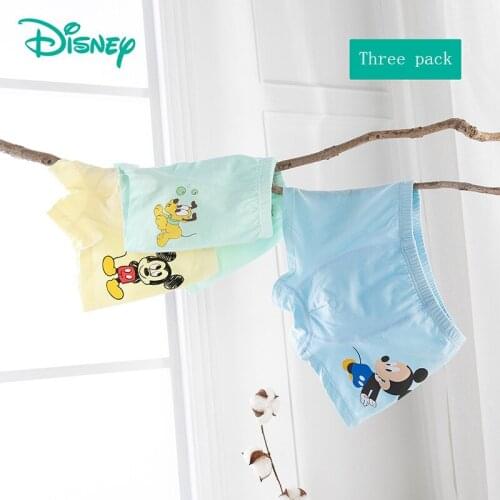 New Disney Panties High Quality Underpants Boy Cartoon Mickey Boxer Underwear Ventilation Briefs for Boys Pure Cotton Elastic