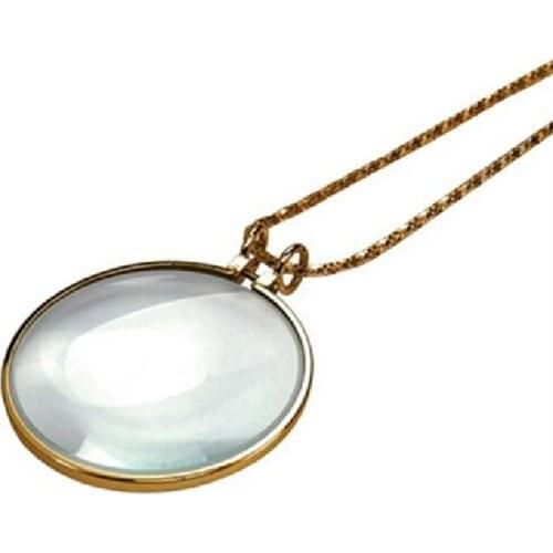 Agnicy Zinc Alloy Necklace 5 Times Reading Reading Newspaper Hanging Magnifying Glass, Good Gift for Old People