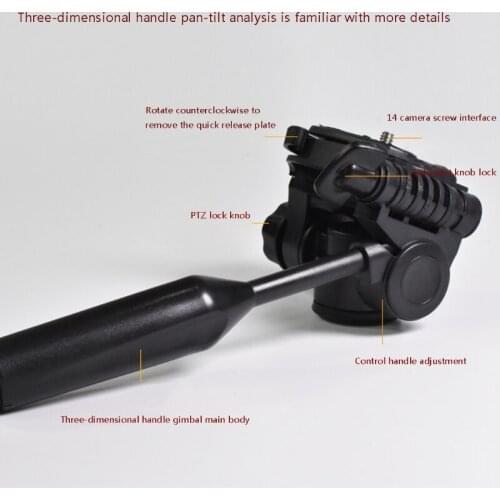 Tripod Pan Head, 360° Rotation 90° Tilt 3-Dimensional Tripod Head Mount with 3/8" Thread 1/4" Screw for Tripod Monopod