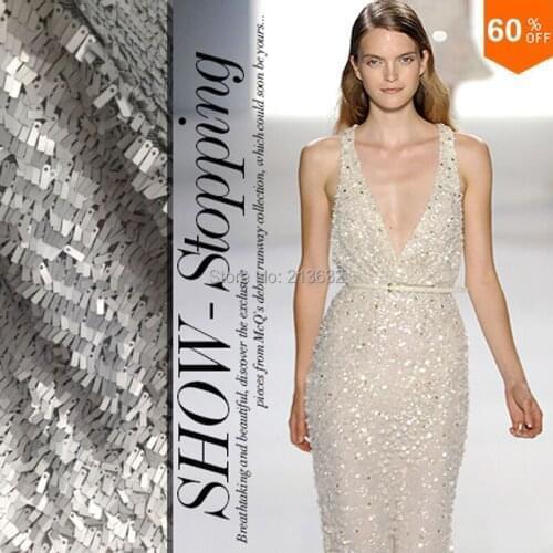 PQYY98 Multicolor fine mesh cloth encryption flash sequins embroidery lace cloth pieces high-end custom apparel fabrics 5 yard