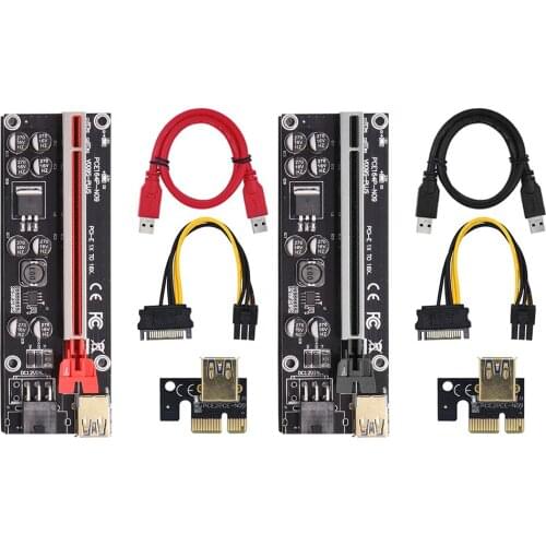 PCI-E Riser Card VER009S-Plus Express 1X to 16X Extender USB 3.0 Cable SATA 6Pin Connector Adapter for Graphics Card Mining