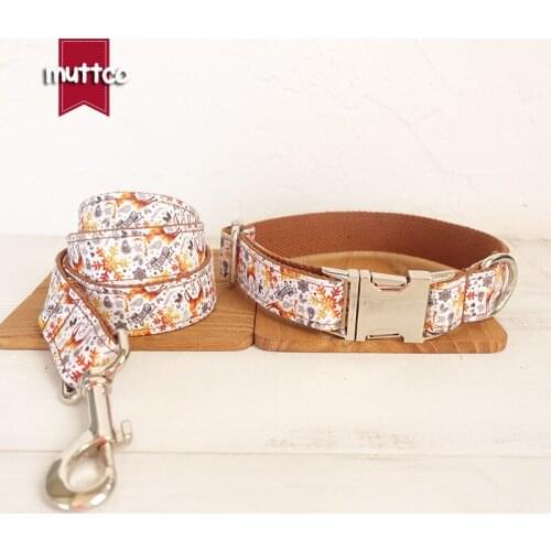 MUTTCO retailing self-designed nylon solid accessory THE GOLDEN CHRISTMAS handmade 5 sizes dog collars and leashes set UDC061