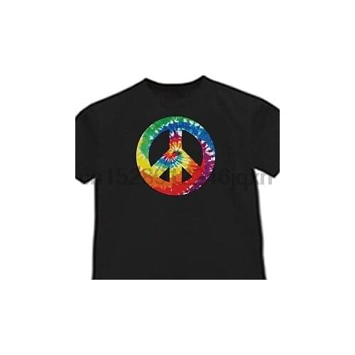 Fall Summer Shoulder Hit Color Half Sleeved Tie Dye Peace Sign Tie Dye Shirt Tye Cool Black Print Short Sleeve Tshirt