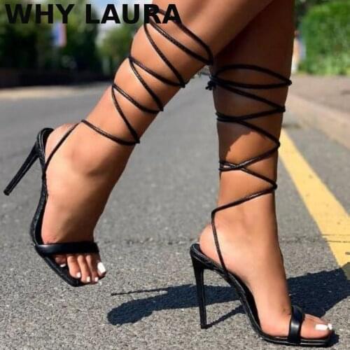 New sexy Gladiator square sandals for summer 2021, womens strappy heels, ankle strap square shoes, high heels