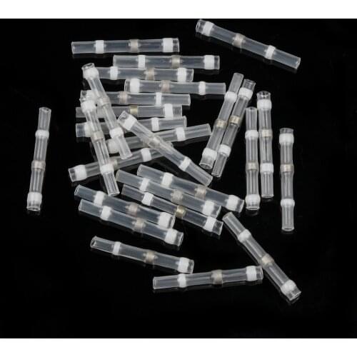 50pcs Solder Seal Wire Connectors Waterproof Heat Shrink Butt Connectors Electrical Wire Terminals Insulated Butt Splices