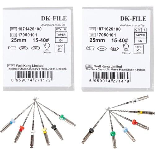 Dental Endodontic NiTi Rotary Files 25mm Taper 04/ 06 For Engine Use Endo Motor DK4/DK6 15-40# For Root Canal Files High Quality