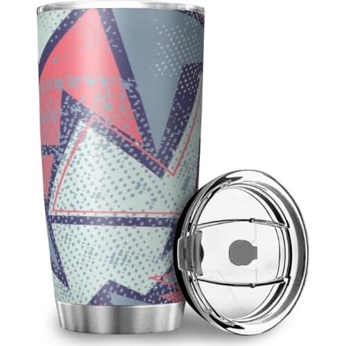 600ML Fine Thermal Cup with Lid Water Mug Graphics Geometric Tumbler Stainless Steel Bottle Leak Proof Car Cup Customizable Cups