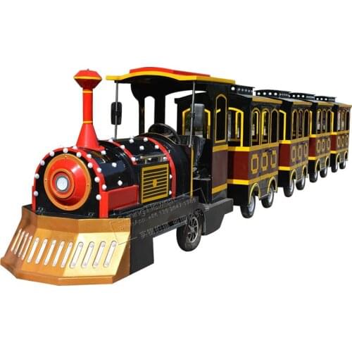 Shopping Malls Battery Operated Tourist Train Amusement Park Device Adults Kids Game Machine 24 Seats Trackless Electric Trains