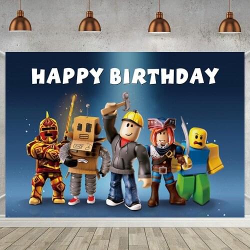 Roblox Backdrop Boy Birthday Party Bedroom Decorate Background Warriors Night Sky Grassland Banner Photography Vinyl Poster