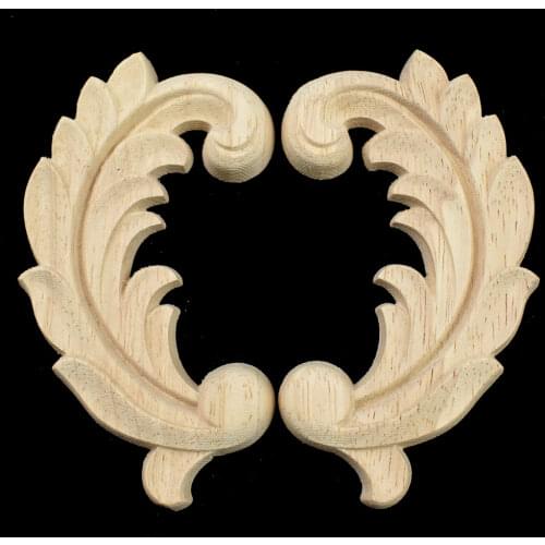 10X7CM Vintage Wood Carved Decal Corner Onlay Applique Frame Furniture Wall Unpainted for Home Cabinet Door Decor Crafts
