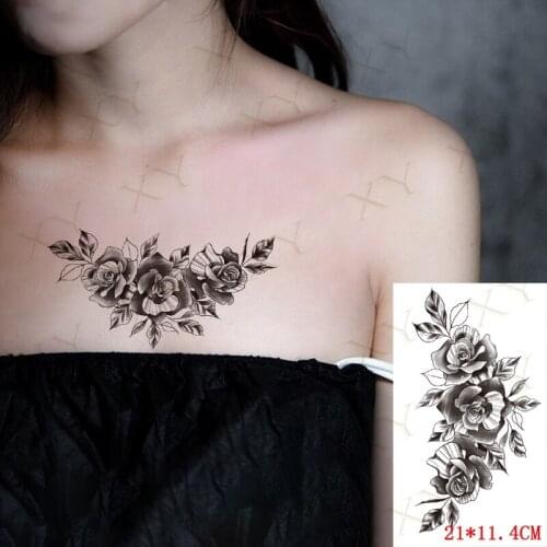 Waterproof Temporary Tattoo Sticker Sunflower Rose Butterfly Flash Tattoos Sheep Head Tiger Body Art Arm Fake Tatoo Women Men