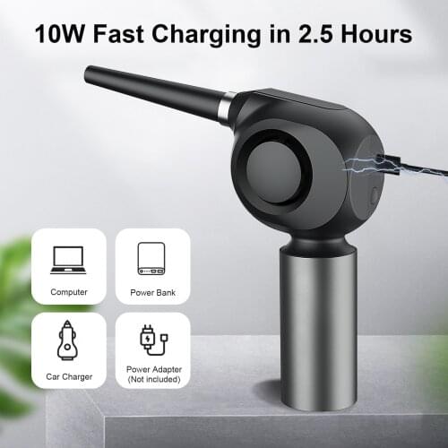 10W Fast Charging Air Duster Wireless Air Blower Gun Compressed Air Duster for Computer Keyboard Camera Cleaning Appliances