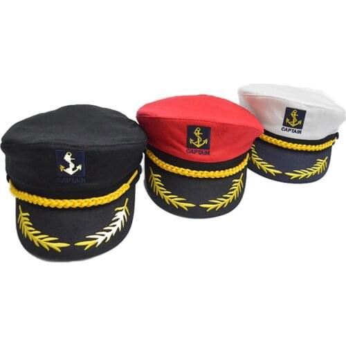 Adult Military Hats Yacht Boat Skipper Ship Sailor Captain Hat Costume Adjustable Cap Navy Marine Admiral Caps for Men Women