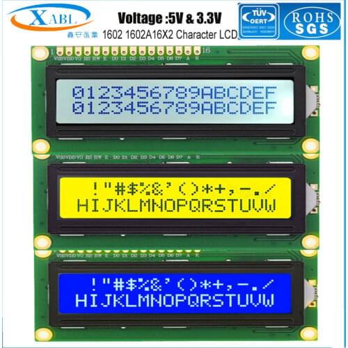 XABL 1602 1602A 16X2 Character LCD Module LCM Color Blue White Yellow Screen Factory Outlet Custom Size