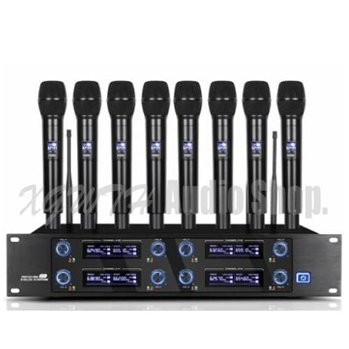 Xgwth UHF 8 Channels Handheld Wireless Microphone System Cordless Mic Professional for Karaoke Singing Party Club School