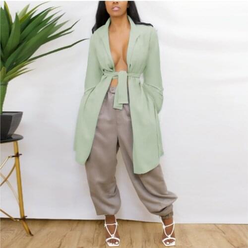 Autumn Winter Women Long Trench Coat Classic Clothes Festival Outfit Streetwear Turn Down Collar Long Sleeve Backless Outwear