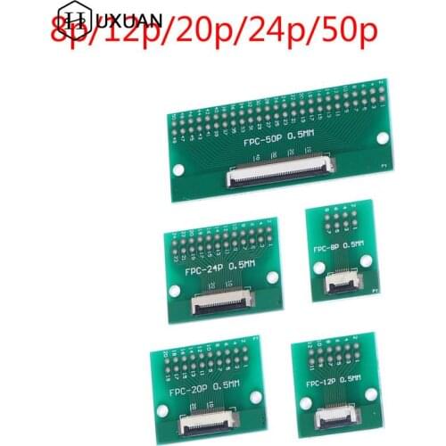 1PCS 8P/12P/20P/24P/50Pin 0.5mm FFC FPC to DIP 2.54mm PCB Converter Board Adapter Socket Plate Welding With Connector