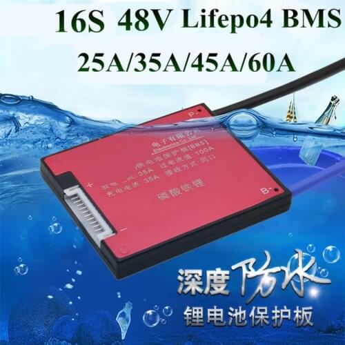 1pcs BMS 48v Lifepo4 16s 25A 60A 35A 45A Discharge Battery Pack Bms 52v Protection Bms for 3.2v Lifepo4 Battery Diy Kit Scooter