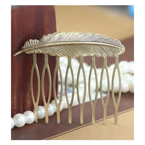 1pc 8Teeth Bronze Copper Hair Comb Hairpins Hair Clips Jewelry accessories 43x40mm K02994