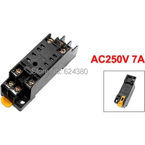 1 Pack (5 pcs / Lots ) x AC 250V 7A 35mm DIN Rail Flat 8 Pins 8P Genaral Purpose Power Relay Socket Base PYF08A
