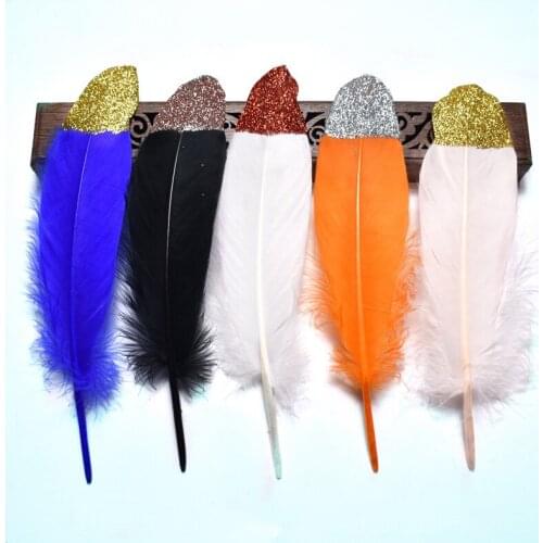 10Pcs Gold Silver natural Goose Feathers Party Decoration 15-20CM Feathers for jewelry making DIY Carnival headwear Decoration